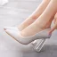 Fashion White Sequins Wedding Shoes 2023 9 cm Transparent Crystal Thick Heels Pointed Toe Wedding Pumps High Heels