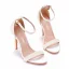 Sexy White Pearl Wedding Shoes 2022 9 cm Stiletto Heels Ankle Strap Open / Peep Toe Wedding Sandals High Heels