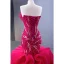 High-end Fuchsia Handmade  Beading Pearl Sequins Cascading Ruffles Prom Dresses 2023 Trumpet / Mermaid Strapless Sleeveless Backless Royal Train Prom Formal Dresses