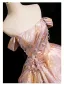 Mode Rougissant Rose Robe De Bal 2024 Robe Boule Bustier Sans Manches Dos Nu Longue Promo Robe De Ceremonie
