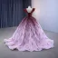High-end Gradient-Color Burgundy Handmade  Beading Prom Dresses 2023 Ball Gown V-Neck Sleeveless Backless Floor-Length / Long Formal Dresses