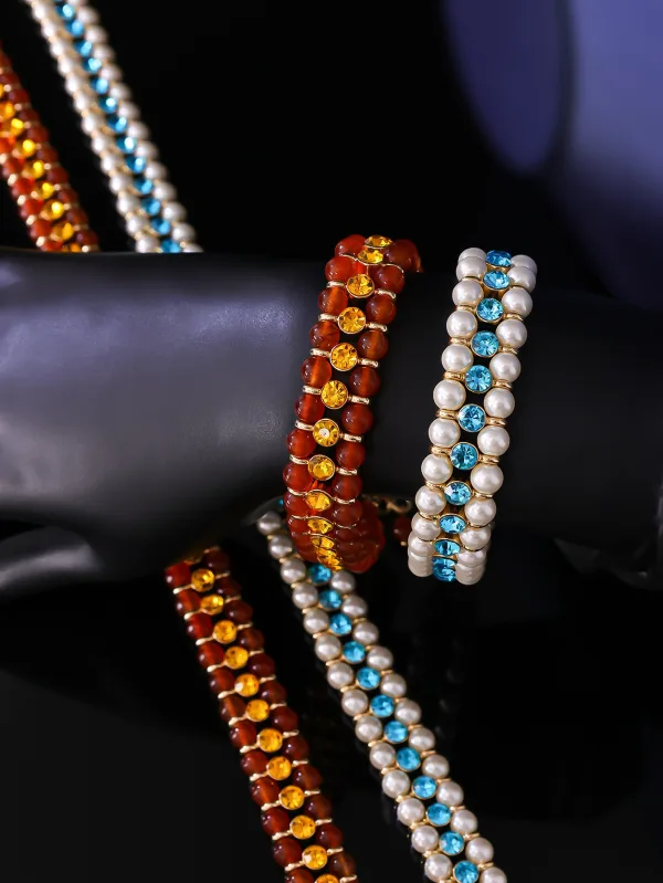 Fashion White Handmade  Rhinestone Pearl Prom Bracelets Necklaces Accessories 2025