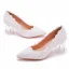 Charmant Blanche Perle En Dentelle Fleur Cristal Chaussure De Mariée 2023 7 cm Talons Épais À Bout Pointu Mariage Escarpins Talons Hauts