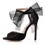 Sexy Noire Bride Cheville Noeud Soirée Sandales Femme 2022 Satin 11 cm Talons Aiguilles Peep Toes / Bout Ouvert Sandales Talons Hauts