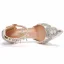 Fashion White Pearl Rhinestone Wedding Shoes 2022 Ankle Strap 9 cm Stiletto Heels Pointed Toe Wedding High Heels