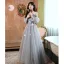 Modest / Simple Grey Lace Butterfly Bridesmaid Dresses 2022 A-Line / Princess Short Sleeve Backless Floor-Length / Long Bridesmaid Dresses