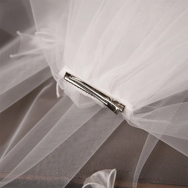 Lovely White Bow Tulle Wedding Veils 2025