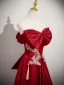 Elegant Red Beading Embroidered Prom Dresses 2025 A-Line / Princess Strapless Bow Sleeveless Backless Floor-Length / Long Formal Dresses