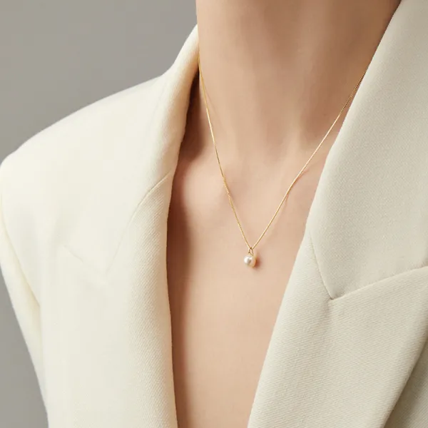 Eleganta Guld Pärla Saterling Silver Halsband Tillbehör 2023