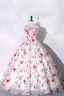 Chic / Belle Blanche Appliques Jardin / Extérieur Robe De Bal 2023 Robe Boule Bustier Sans Manches Dos Nu Longue Robe De Ceremonie