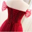 Charming Burgundy Beading Sequins Evening Dresses 2023 A-Line / Princess Off-The-Shoulder Short Sleeve Backless Floor-Length / Long Evening Party Formal Dresses