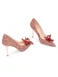 Charmant Bordeaux Cristal Paillettes Chaussure De Mariée 2024 Cuir 8 cm Talons Aiguilles À Bout Pointu Mariage Escarpins Talons Hauts
