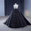 Charmant High End Schwarz Pailletten Fallende Rüsche Ballkleider 2023 Ballkleid Spaghettiträger Ärmellos Rückenfreies Sweep / Pinsel Zug Ball Festliche Kleider