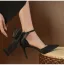 Sexy Black Bow Evening Party Womens Shoes 2023 Ankle Strap 8 cm Stiletto Heels Pointed Toe Womens Shoes High Heels