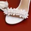 Sexy White Pearl Lace Flower Wedding Shoes 2023 Ankle Strap 9 cm Stiletto Heels Open / Peep Toe Wedding Sandals High Heels