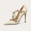 Bloemenfee Klaver Groen Appliques Gala Pumps 2025 Leer X-Strap 10 cm Naaldhakken / Stiletto Spitse Neus Pumps Hoge Hakken