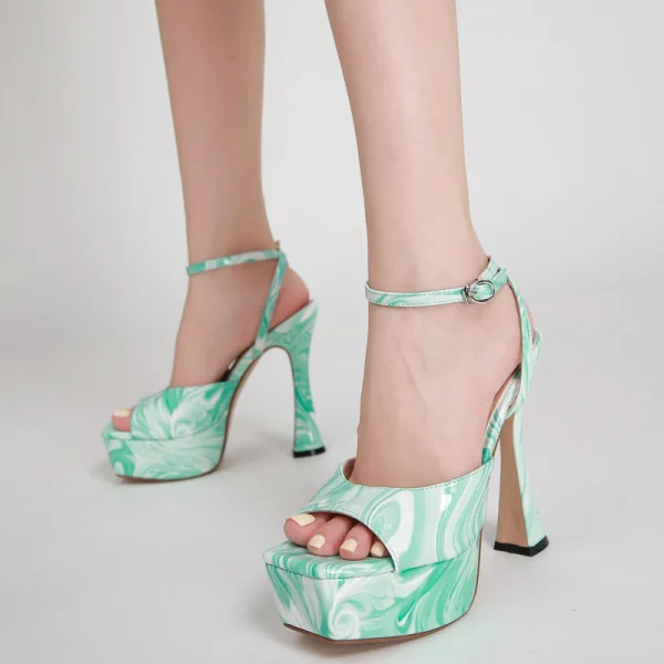 Sexy Rougissant Rose Cocktail Sandales Femme 2022 14 cm Talons Aiguilles Bride Cheville Peep Toes / Bout Ouvert Sandales Talons Hauts