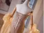 Sexy Champagne Rhinestone Evening Dresses 2025 Trumpet / Mermaid Strapless Sleeveless Backless Floor-Length / Long Evening Party Formal Dresses