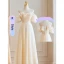 Modest / Simple Lavender Bridesmaid Dresses 2023 A-Line / Princess Off-The-Shoulder Short Sleeve Backless Floor-Length / Long Bridesmaid Dresses