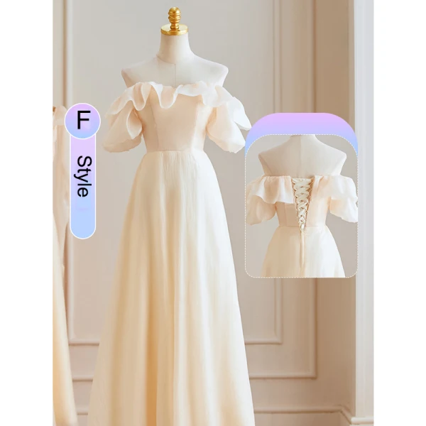 Modest / Simple Lavender Bridesmaid Dresses 2023 A-Line / Princess Off-The-Shoulder Short Sleeve Backless Floor-Length / Long Bridesmaid Wedding Party Dresses
