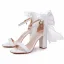 Sexy Witte Strik Gala Sandalen Dames 2025 Enkelband 9 cm Dikke Hak Peep Toe Sandalen Hoge Hakken
