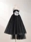 Sparkly Black Beading Sequins Flower Birthday Flower Girl Dresses 2024 A-Line / Princess Scoop Neck Sleeveless Backless Tea-length