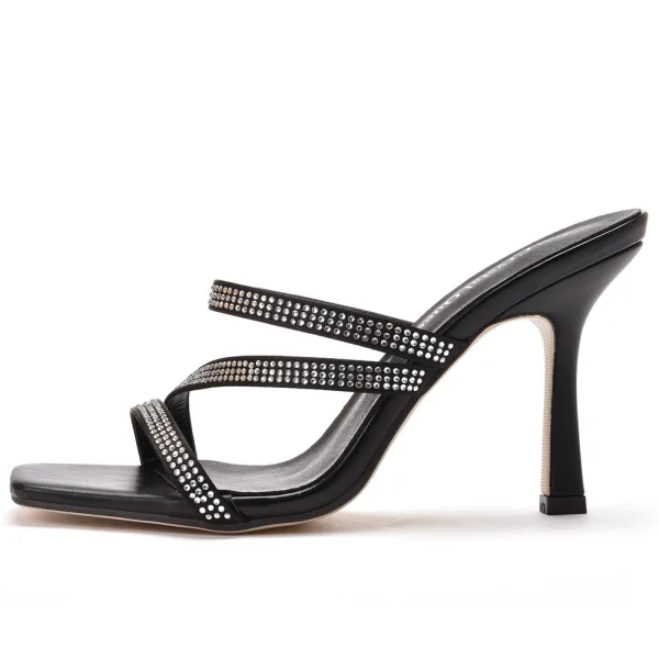 Sexy White Rhinestone Evening Party Womens Sandals 2022 9 cm Stiletto Heels Open / Peep Toe Sandals High Heels