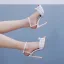 Elegant Beige Pearl Wedding Shoes 2024 11 cm Stiletto Heels Ankle Strap Open / Peep Toe Wedding Sandals High Heels