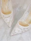 Elegant White Lace Wedding Shoes 2024 Wedding Leather 8 cm Stiletto Heels Pointed Toe Sandals High Heels