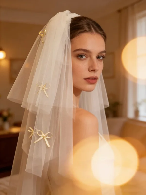 Élégant Blanche Noeud Tulle Voile De Mariée 2026 0.5 m