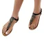Böhmen Himmelblau Sommer Strand Strass Sandalen Damen 2023 T-Riemen Peeptoes Flache Sandaletten