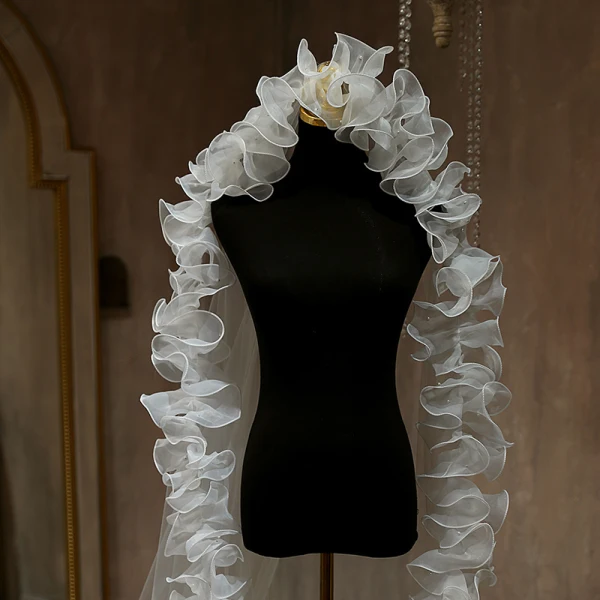 Vintage / Originale Blanche En Dentelle Voile De Mariée 2024 3 m Tulle Chapel Train
