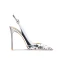 Sexy Silber Pailletten Sandalen Damen 2024 Leder Hochzeit 10 cm Stilettos Spitzschuh Sandaletten Hochhackige