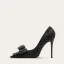 Bling Bling Noire Faux Diamant Paillettes Noeud Promo Escarpins 2024 10 cm Talons Aiguilles À Bout Pointu Escarpins Talons Hauts