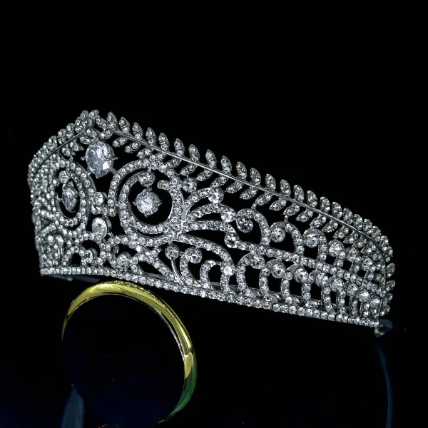 Vintage Srebrny Rhinestone Ślub Tiara Ozdoby Do Włosów Ślubne 2022 Cyrkon Stop