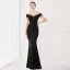 Sexy Black Satin Evening Dresses 2022 Trumpet / Mermaid Off-The-Shoulder Beading Tassel Sleeveless Backless Floor-Length / Long Evening Party Formal Dresses