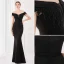 Sexy Black Satin Evening Dresses 2022 Trumpet / Mermaid Off-The-Shoulder Beading Tassel Sleeveless Backless Floor-Length / Long Evening Party Formal Dresses