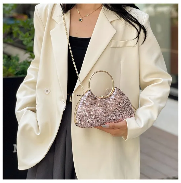 Sparkly Sølv Paljetter Aften Clutch Veske 2025