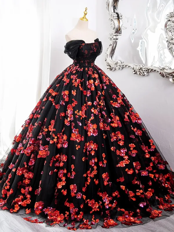 Schöne Schwarz Pailletten Ballkleider 2024 Ballkleid Bandeau Ärmellos Rückenfreies Lange Ball Festliche Kleider