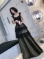 Chic / Beautiful Black Spotted Prom Dresses 2022 A-Line / Princess Square Neckline Sleeveless Backless Floor-Length / Long Prom Formal Dresses