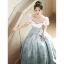 Chic / Beautiful Sky Blue Prom Dresses 2023 A-Line / Princess Square Neckline Short Sleeve Backless Floor-Length / Long Prom Formal Dresses