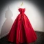 Elegant Red Pearl Ball Gown Wedding Dresses 2025 Off-The-Shoulder Sleeveless Backless Floor-Length / Long Wedding Dresses