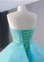 Haut de Gamme Bleu Fait main Perlage Paillettes Robe De Soirée 2024 Trompette / Sirène Bustier Sans Manches Dos Nu Tribunal Train Soirée Robe De Ceremonie