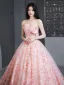 Charming Candy Pink Appliques Prom Dresses 2024 Ball Gown Strapless Sleeveless Backless Floor-Length / Long Prom Formal Dresses