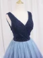 Vintage / Retro Navy Blue Beading Sequins Prom Dresses 2024 Ball Gown V-Neck Sleeveless Backless Floor-Length / Long Prom Formal Dresses