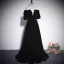 Audrey Hepburn Style Black Sequins Velvet Evening Dresses 2023 Off-The-Shoulder A-Line / Princess Short Sleeve Backless Floor-Length / Long Evening Party Formal Dresses