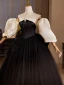 Audrey Hepburn Style Black Prom Dresses 2024 Ball Gown Strapless Puffy Short Sleeve Backless Bow Floor-Length / Long Prom Formal Dresses