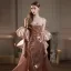 Charming Sexy Rose Gold Sequins Evening Dresses 2025 Trumpet / Mermaid Spaghetti Straps Puffy Short Sleeve Backless Sweep Train Evening Party Formal Dresses