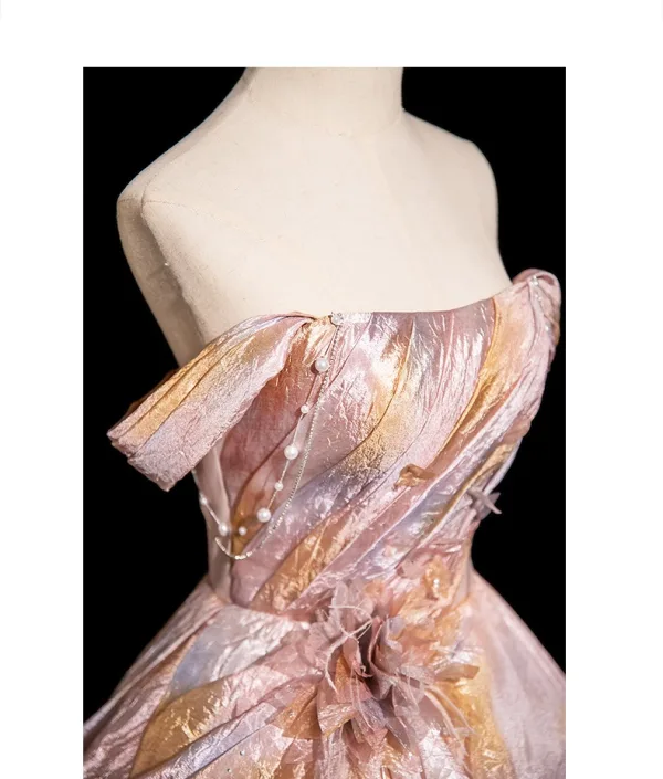 Mode Rougissant Rose Robe De Bal 2024 Robe Boule Bustier Sans Manches Dos Nu Longue Promo Robe De Ceremonie