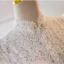 Elegant Chinese style White Pearl Lace Flower Wedding Dresses 2023 A-Line / Princess High Neck Puffy Short Sleeve Backless Bow Sweep Train Wedding